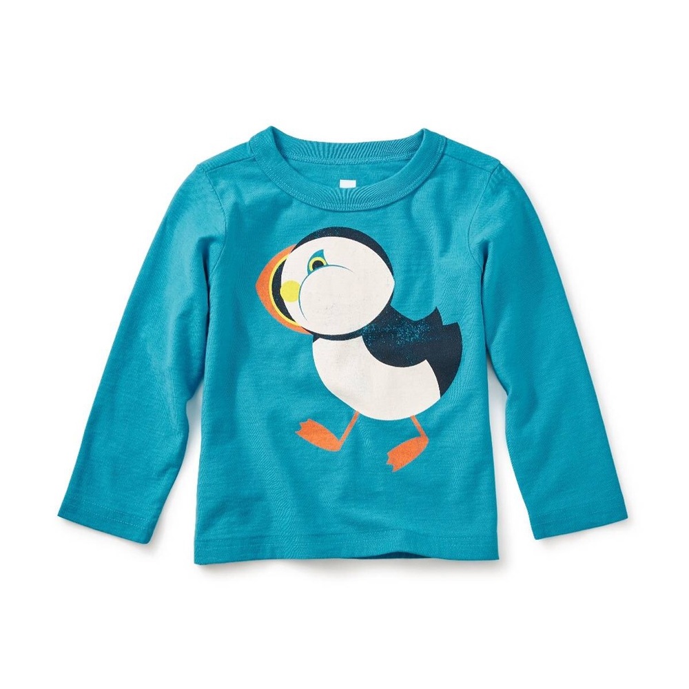 NWT Tea Collection Puffin Long Sleeve Graphic Tee
